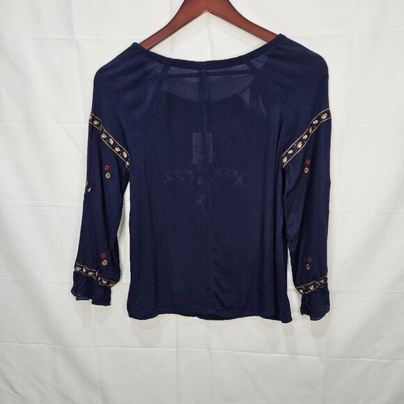 Raga [Sample] Sheer Blouse Peasant Top Blue Size XS/Small - Picture 5 of 7